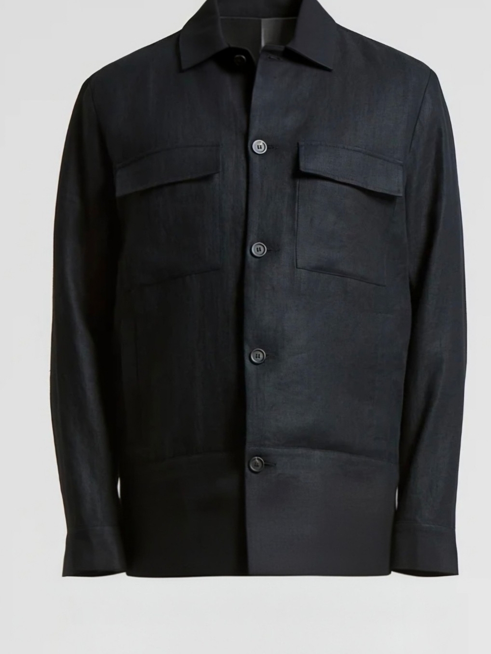 Peserico Men's Navy Blue Pure Linen Gabardine Overshirt